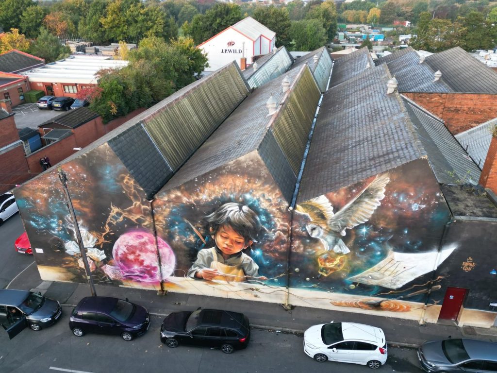 Aerial view of Slung Low venue The Warehouse in Holbeck.