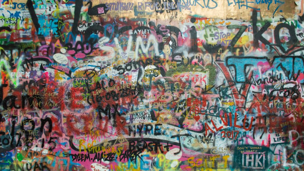 Photo of multi coloured graffiti on a wall